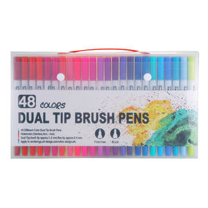 Ensemble de stylos aquarelle à double tête de haute qualité noir et blanc pour enfants, ensemble de peinture d'art graffiti - Product Image 1