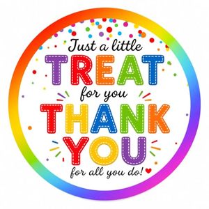 Round Thank You <b>Stickers</b> With Rainbow Border Clear Printing <b>Waterproof</b> Self Adhesive Labels For Gift Craft - Product Image 1