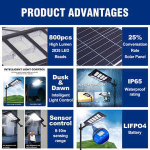 Cao lumen IP65 ngoài trời đường đèn với cảm biến điều khiển từ xa 500W 1000W 1500W 2000W <span class=keywords><strong>LED</strong></span> năng lượng mặt trời bảng điều khiển đèn đường - Product Image 2