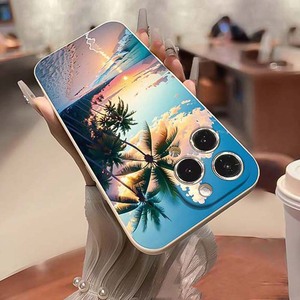 Playa mar puesta de sol impresión borde recto silicona TPU funda de teléfono móvil para Iphone 7 8 X Xr Xs 11 12 13 14 15 16 17 Pro Max - Product Image 2