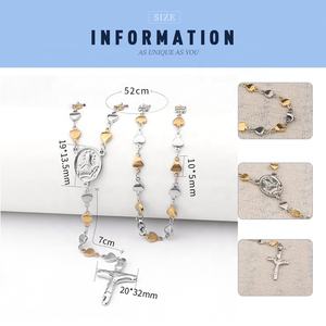 נשים מתנות נירוסטה לב שרשרת צלב דתי תליון ישו חתיכה מחרוזת שרשרת - Product Image 2