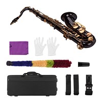 Bb Tenor Saxophone Sax Brass Body Black Nickel Plated Golden Keys Woodwind Instrument