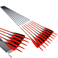 Flèches de chasse à l'arc en carbone, Spine 250-1300, ID 3.2-4.2-5.2-6.2mm, Plumes, pour arcs composés et classiques