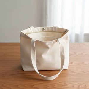 Wholesale Custom <b>Large</b> Fashion <b>Canvas</b> Tote <b>Bag</b> with Zipper Closure Polyester Lining Custom Logo Printing - Product Image 5