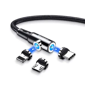 具有竞争力的2022陶瓷直弯价格Essager双头充电型C微型USB IOS发光二极管3合1磁性充电器电缆