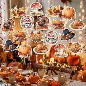 Décorations de fête suspendues en spirale pour Thanksgiving, thème automne, citrouille, feuille d'érable, <span class=keywords><strong>dinde</strong></span>, fournitures de fête, orange, marron, rouge - Product Image 6