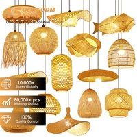 Lampes suspendues rétro faites à la main en rotin et bambou, forme tressée, pour la décoration d'hôtels et de restaurants, luminaires suspendus, lustres