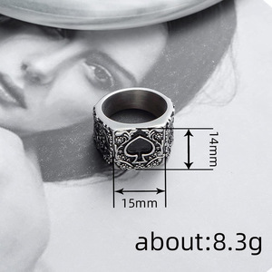 Anello Creativo a Forma di Picche e Cuori Stile Poker, Accessorio Vintage Hip Hop Unisex, Gioiello Audace per Uso Quotidiano - Product Image 4