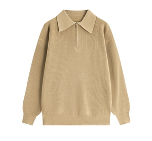 Suéter de punto con cremallera 1/4 para hombre, cuello polo, diseño holgado y grueso, transpirable, ideal para otoño e invierno - ¡Venta caliente! - Product Image 4