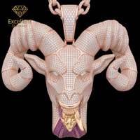 Colgante de Lujo 3D con Cabeza de Animal, Estilo Hip Hop, con Incrustaciones de Moissanita en Plata de Ley 925, Personalizado, Resistente al Agua, Joyería Masculina para Fiestas y Streetwear
