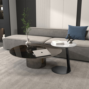 Modern Marble Look Coffee <b>Table</b> Round Metal <b>Side</b> <b>Table</b> <b>Sofa</b> End <b>Table</b> <b>for</b> Living Room Balcony - Product Image 4