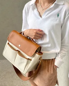 New Design Multi Layer Pockets Large Capacity Handbag Lady Light Canvas Bucket Tote Crossbody Bag Mother Messenger Shoulder Bags