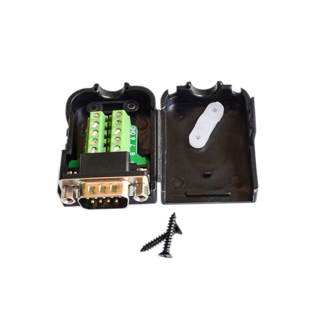 DB9 serial COM transfer-free solder terminals RS232 male connector with back side screw DIY