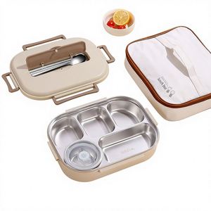 Thermal Insulation Portable Sealed Large Capacity Split Plate Microwave Safe Office Students 316L Stainless Steel Lunch <b>Box</b> - Product Image 1