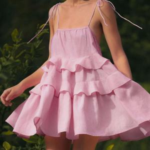 สินค้ามาใหม่ ราคาถูก คุณภาพสูง ชุดเดรสผ้าลินินลำลองสำหรับฤดูใบไม้ร่วง Y2k ชุดเดรสสายเดี่ยวผ้าลินินคอตตอนน่ารักแบบมินิ ชุดลำลอง OOTD - Product Image 1