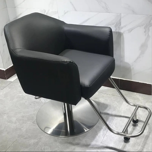 High-end Hair Salon Furniture Armchair Can Rotate and Lift Stainless Steel Metal Barber <b>Chair</b> - Product Image 3