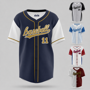Maillot de baseball personnalisé pour homme, manches courtes, boutonné, coupe ample, uniforme d'équipe, vente en gros avec logo, nom, numéro et motif - Product Image 1
