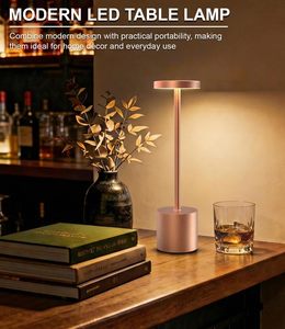 Lampe de table LED moderne rechargeable par USB avec batterie Li, corps en fer sans fil, flexible, simple, à intensité variable en continu (couleur/luminosité) - Product Image 6