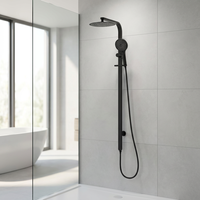Robinet de douche de luxe noir pour salle de bain, corps en acier inoxydable 304 et laiton, ensemble de pommeau de douche carré effet pluie