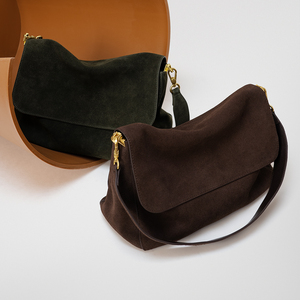 Bolsos de diseño de terciopelo suave y ante, bolso de hombro tipo de cuero genuino para mujeres, bolsa mensajero fabricante OEM - Product Image 4