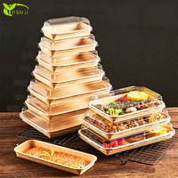 Caja de Panadería de Papel Kraft con Tapa Transparente, Contenedor Desechable para Sushi de 175 ml, Caja para Postres, Pasteles, Galletas y Bocadillos, Impresión Personalizada