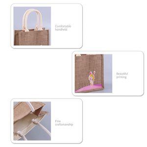 Bolsa de Compras de Lino y Yute Ecológica con Logotipo Personalizado, Bolsa de Mano de Yute con Costuras de Color, Bolsa de Mano de Yute en Blanco para Publicidad - Product Image 6