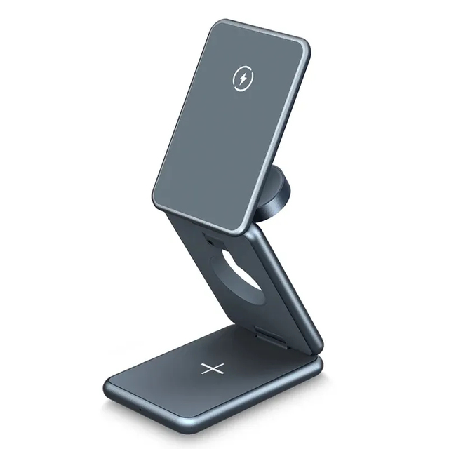Newest 3 in 1 Foldable Wireless Charger Stand Dock Holder Magnetic Fast Charging Station