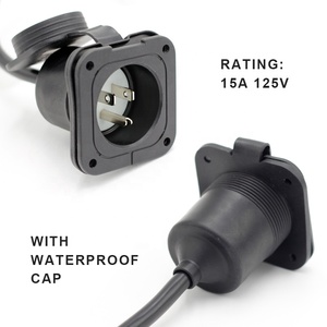15アンペアACポートプラグ125ボルト電源インレット防水電気コンセントレセプタクル、18インチ<span class=keywords><strong>3</strong></span>線延長コード付き - Product Image 3