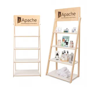 Customizable Wood Display Rack for Cosmetics Store Quality Display Stand