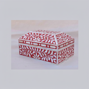 กล่องเครื่องประดับฝังกระดูกสีแดงสดใสมีลวดลายดอกไม้ที่สวยงามลาดมีจำหน่ายในราคาขายส่ง - Product Image 1