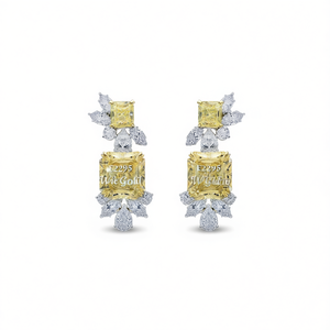 Boucles d'oreilles en or blanc Wit Gold E2295 avec diamants taille princesse, fantaisie, naturels, de luxe, bijoux pour femmes - Product Image 1