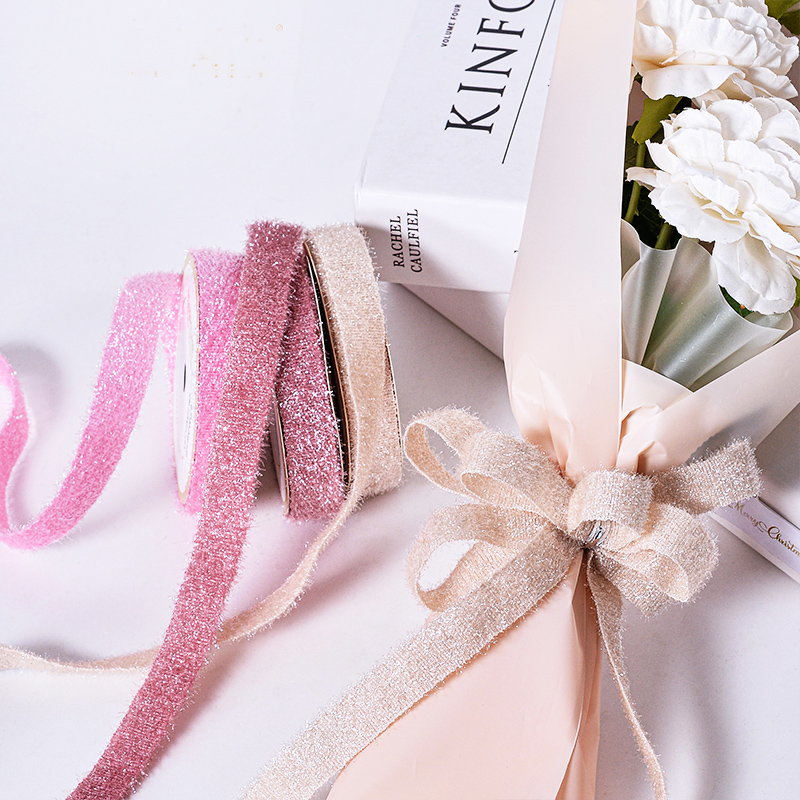 YAMA 16MM Red Rose Thomn Glitter Ribbon for Gift Boxes Wrapping Flower Packaging Wedding Decoration 50 Yard Roll