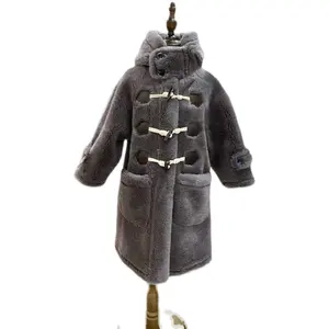 Kids Wholesale Poncho Style Loose Casual Comfortable Sheep Shearing Jacket Little Girls Long Fur Coats