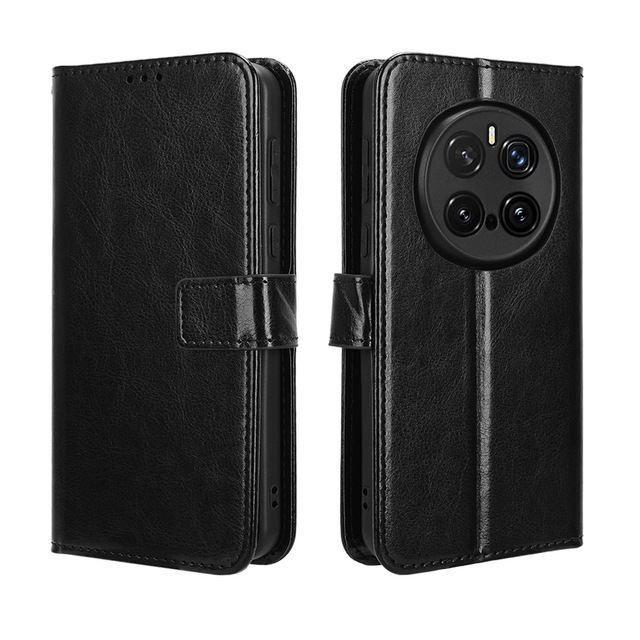 For Honor Magic 7 Pro Case, Retro PU Leather Wallet Card Holder Stand Magnetic Flip Book Phone Cover for Honor Magic 7 Pro 5G