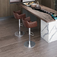 Tabouret de bar moderne et simple en cuir véritable de vachette, réglable en hauteur, style luxe léger, pour îlot de cuisine ou comptoir, HD-737D