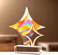 Trophée en cristal Double Star K9, trophée personnalisé avec impression couleur UV pour la compétition, souvenir