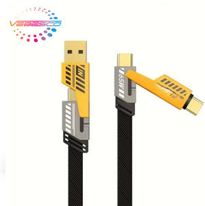 Cable USB Tipo C 4 en 1 <span class=keywords><strong>de</strong></span> 65 W y 2 m para Carga Rápida, Cable <span class=keywords><strong>de</strong></span> Datos <span class=keywords><strong>de</strong></span> Alta Velocidad para Teléfono <span class=keywords><strong>Móvil</strong></span>, iPhone y Computadora - Product Image 1