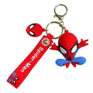 Брелок из ПВХ для ключей, детская игрушка супермощная Капитан Америка, Мстители, Человек-паук, 3d-брелок с героями мультфильмов, Человек-паук, Мститель Marvel