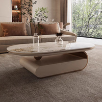 Moderner Minimalistischer Ovaler Steinplatten-Couchtisch Designer Wohnzimmer-Möbelset für Kleine Haushalte Movvon C8658