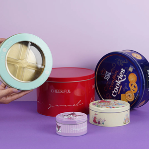Biểu tượng tùy chỉnh in ấn nhỏ vòng tinplate container kim loại Cookie tins bao bì Cookie Box với nắp - Product Image 6