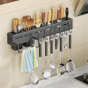 Multifunctional Wall-mounted Storage Organizer Kitchen Knife Spoon Utensils Metal Holder Rack