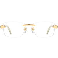 Gafas Borregls de cuerno de búfalo para hombre, diseño de marca, montura cuadrada, gafas sin montura para mujer, gafas ópticas sin marco 150251
