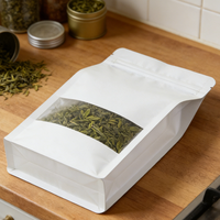 Sachet à fond plat avec fenêtre transparente, imprimé sur mesure, fermeture éclair, PET/AL/PE, qualité alimentaire, pour thé, noix, aliments secs
