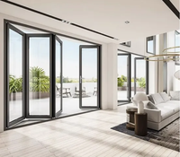 Pintu Lipat Kaca Aluminium Modern Anti Air, Isolasi Panas, Permukaan Lapisan Bubuk, Interior Eksterior Apartemen $100
