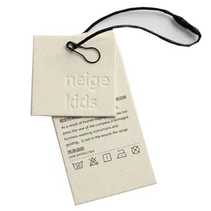 Custom Design Cheap Printing Logo Clothing Garment Embossed Hang Tag With String And Eyelet