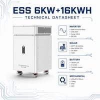 Système de Stockage d'Énergie Solaire Domestique Empilable 6KW 16KWh LiFePO4 Tout-en-un ESS Onde Sinusoïdale Pure MPPT 9000W Raccordement au Réseau WiFi