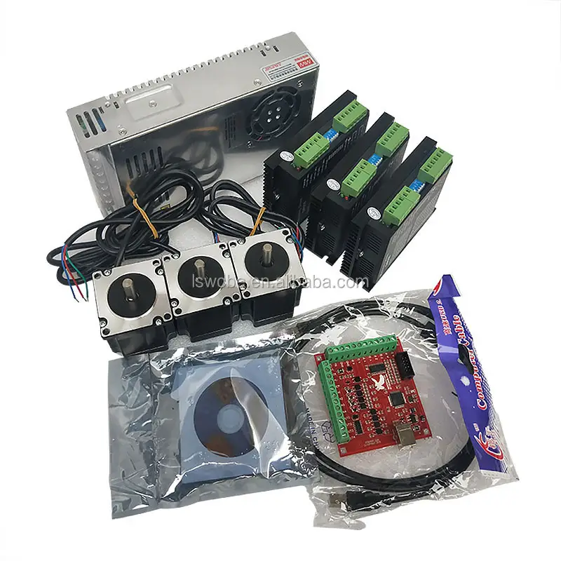 CNC Router electronic kit 4pcs DM542 driver+ 4pcs NEMA23 DC motor +350W 36V power supply +4axis mach3 motion card