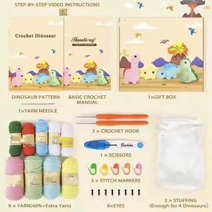 Accessoires de crochet, kit de crochet, jouets animaux dinosaures, kits d'artisanat de crochet DIY, tricot à la main avec tutoriel vidéo en anglais - Product Image 4