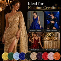 Tissu en tulle doux multicolore avec dentelle en maille et sequins scintillants pour robes de soirée, robes de cérémonie, sur mesure OEM