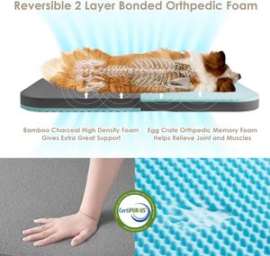 Foldable Square Adult <b>Dog</b> <b>Bed</b> Fashionable Solid Pattern Memory Foam Supportive Removable Washable Cover - Product Image 2